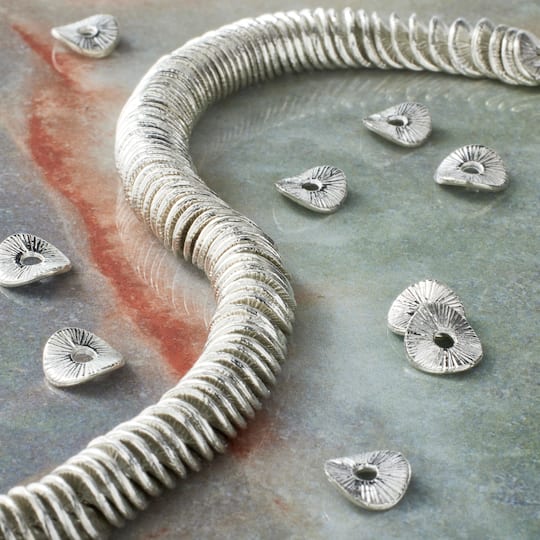 12 Pack: Rhodium Metal Wavy Disc Beads, 8mm by Bead Landing™